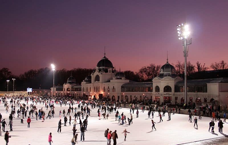 Ice rink in City park of Budapest