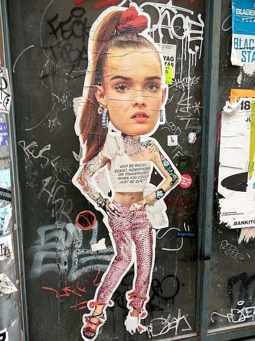 Paste up by Miss KK Hungarian female street artist of Budapest